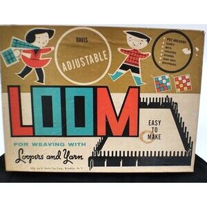Vintage Davis Adjustable Weaving Loom w/Original Box  1950's #602